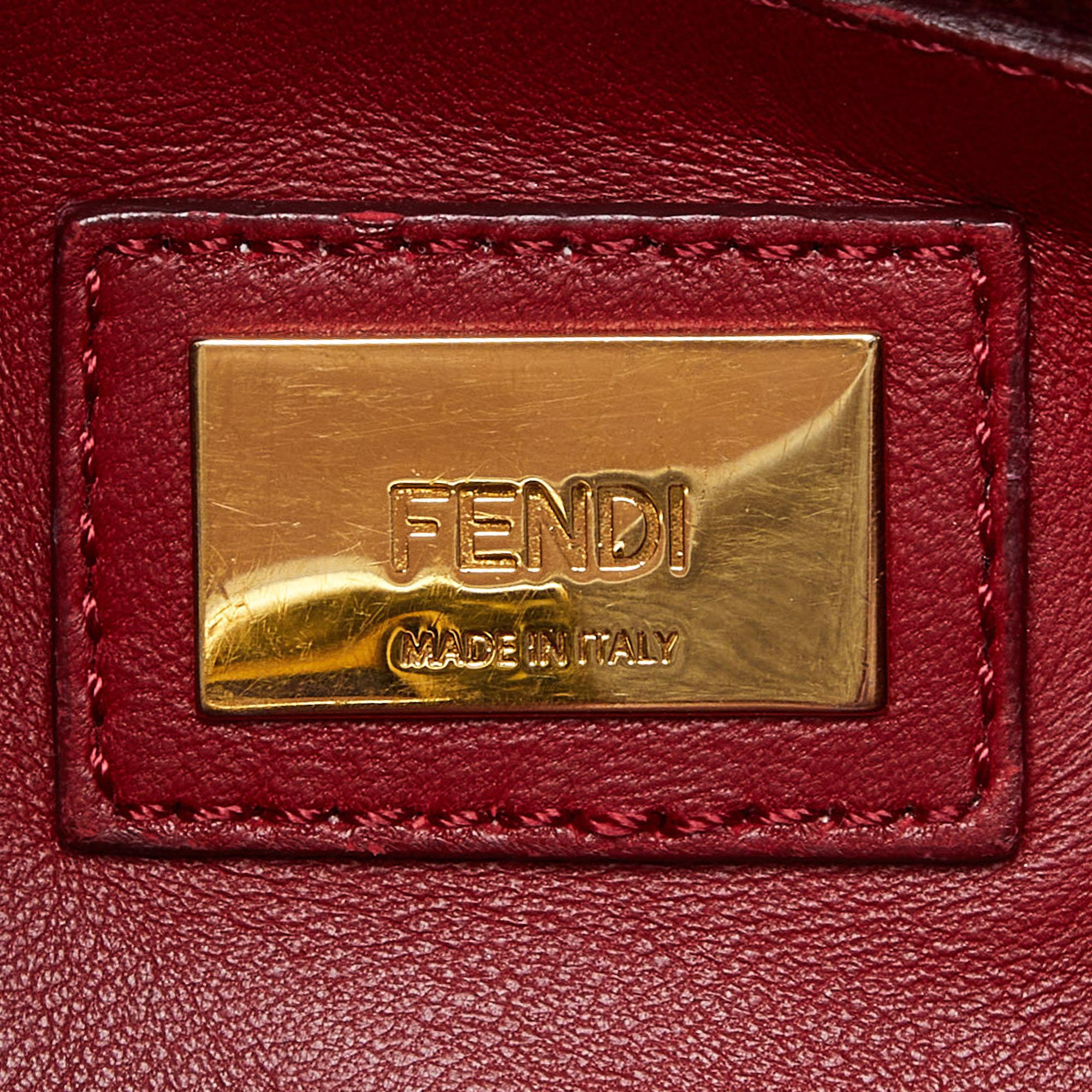 Fendi Blue/Purple Leather Mini Peekaboo Top Handle Bag For Sale 5