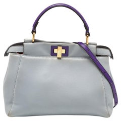 Fendi Blau/Purple Leder Mini Peekaboo Top Handle Bag aus Leder