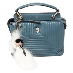 Fendi Blue Quilted Leather Dotcom Click Shoulder Bag