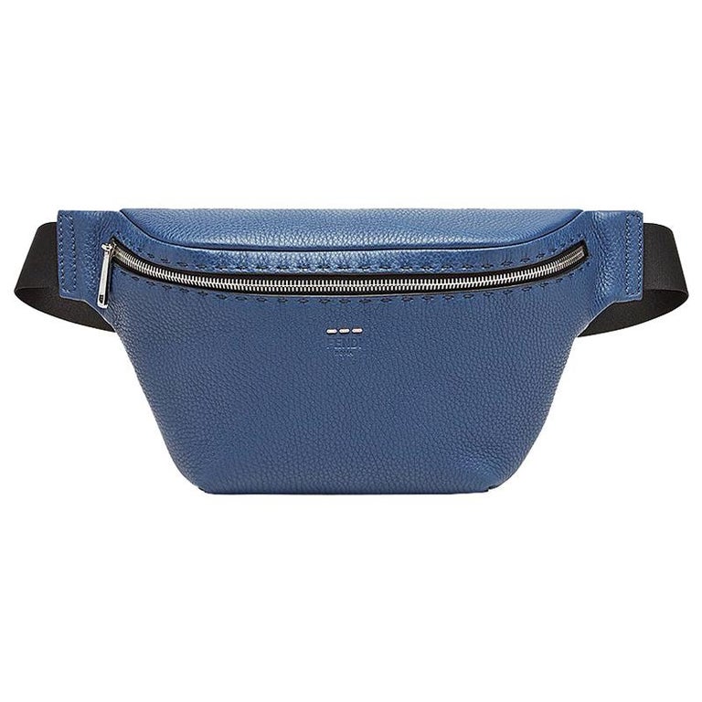 Fendi Blue Romano Leather Belt Bag For Sale at 1stDibs
