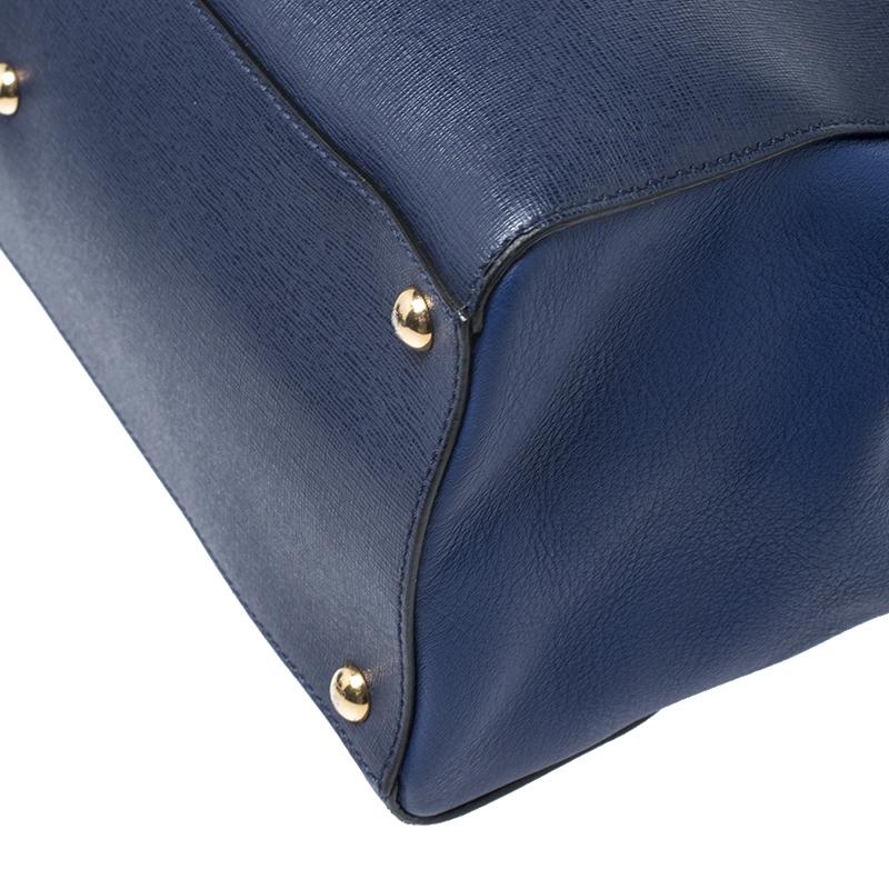 Fendi Blue Saffiano Leather Medium Sac 2jours Elite Tote 2