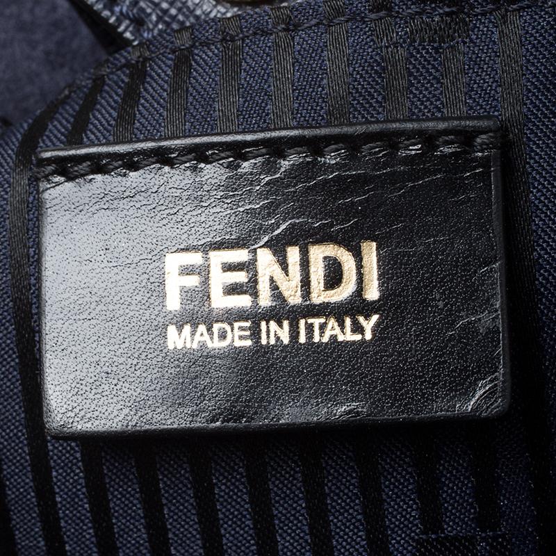 Fendi Blue Saffiano Leather Medium Sac 2jours Elite Tote 5
