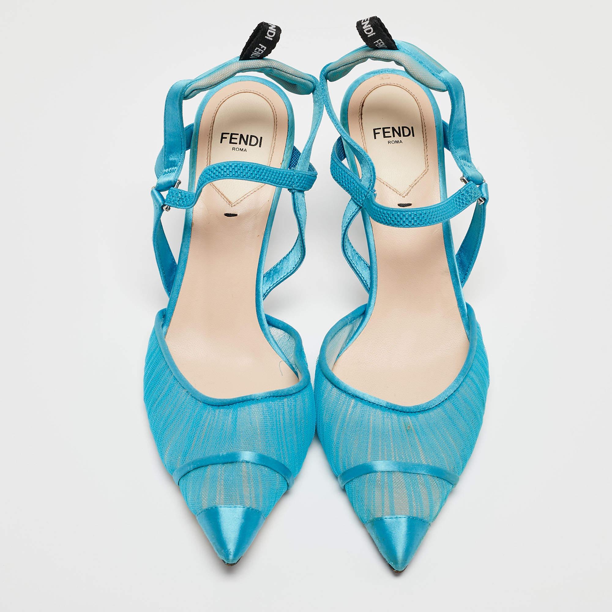 Wonderfully crafted shoes added with notable elements to fit well and pair perfectly with all your plans. Make these Fendi blue pumps yours today!

