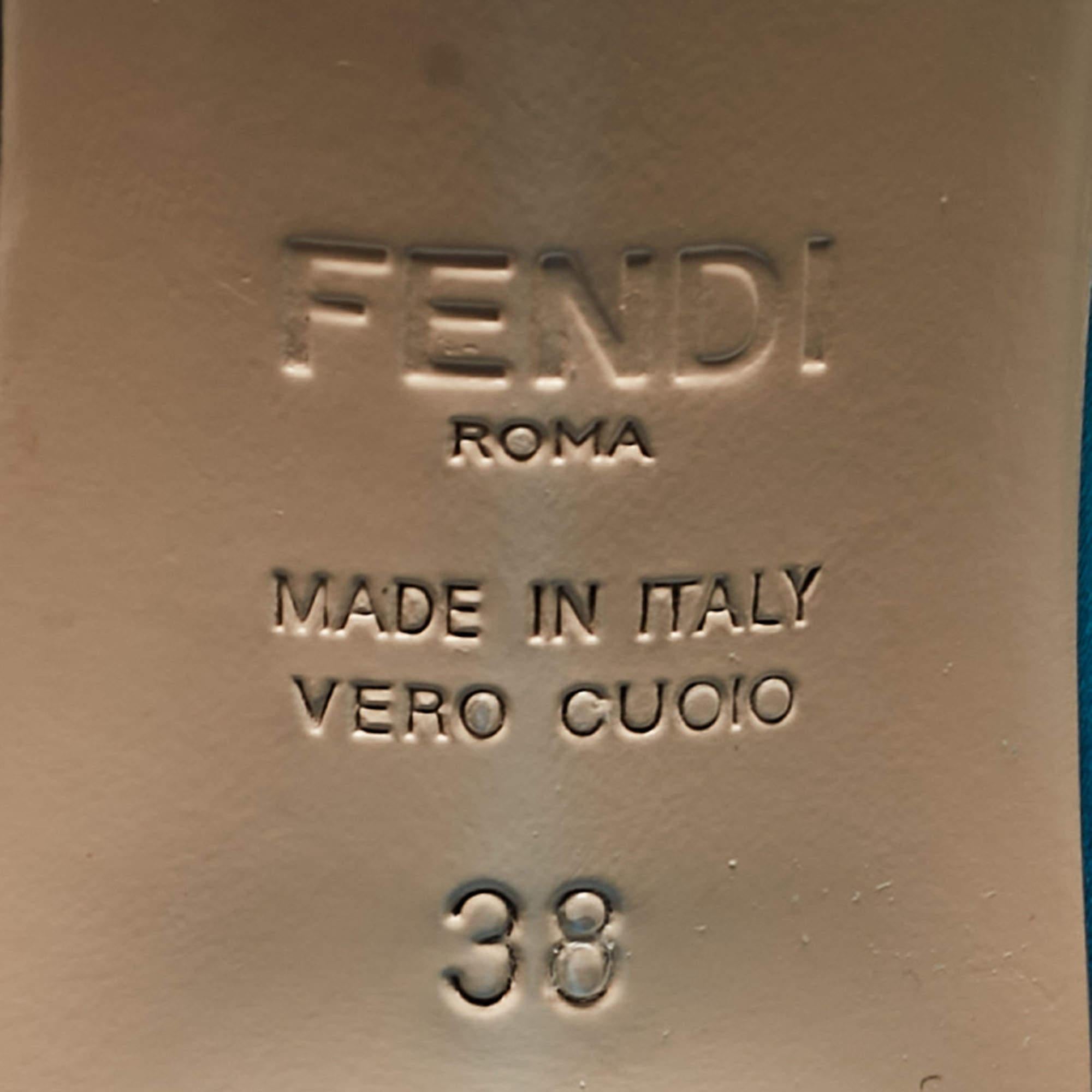 Fendi Blue Satin and Tulle Fabric Colibri Slingback Pumps Size 38 1