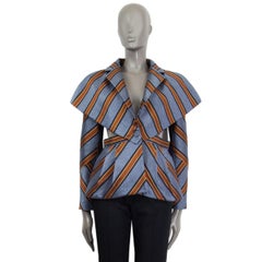 FENDI blue SATIN JACQUARD STRIPED CUT OUT Blazer Jacket S