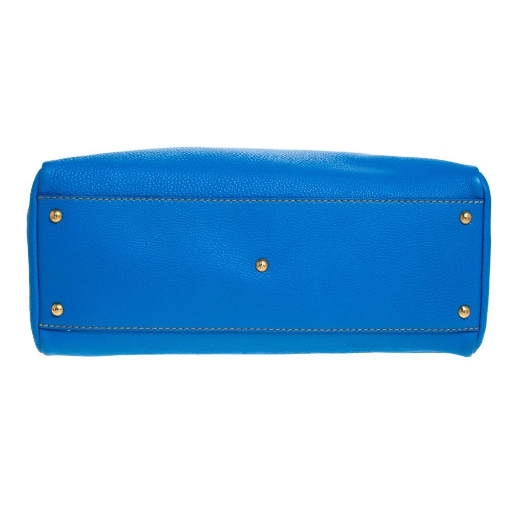 Fendi Blue Selleria Leather Large Peekaboo Top Handle Bag 1