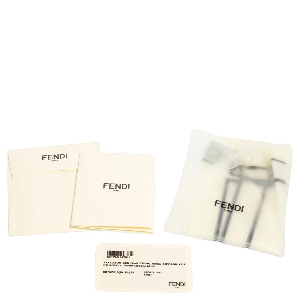 Fendi Blue Selleria Leather Medium Peekaboo Top Handle Bag 7