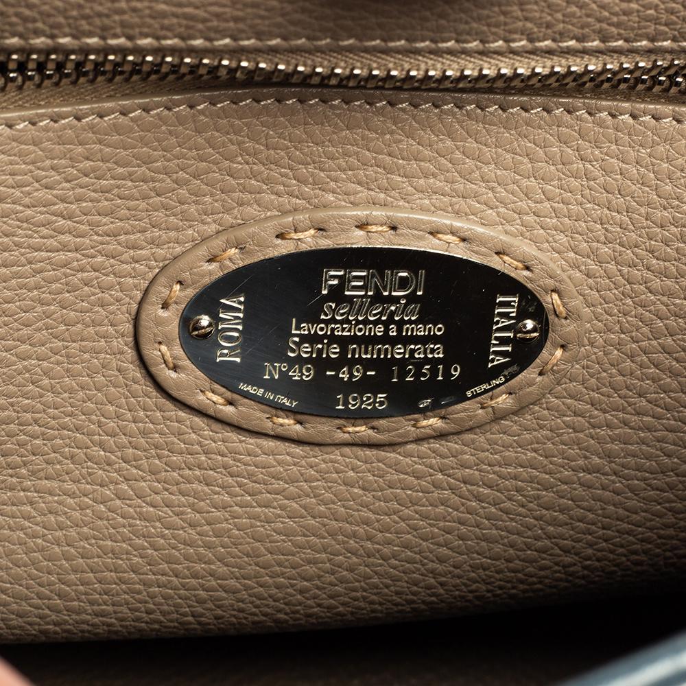 Fendi Blue Selleria Leather Medium Peekaboo Top Handle Bag 2