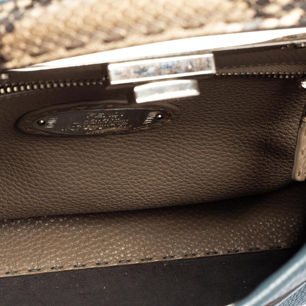 Fendi Blue Selleria Leather Medium Peekaboo Top Handle Bag 4