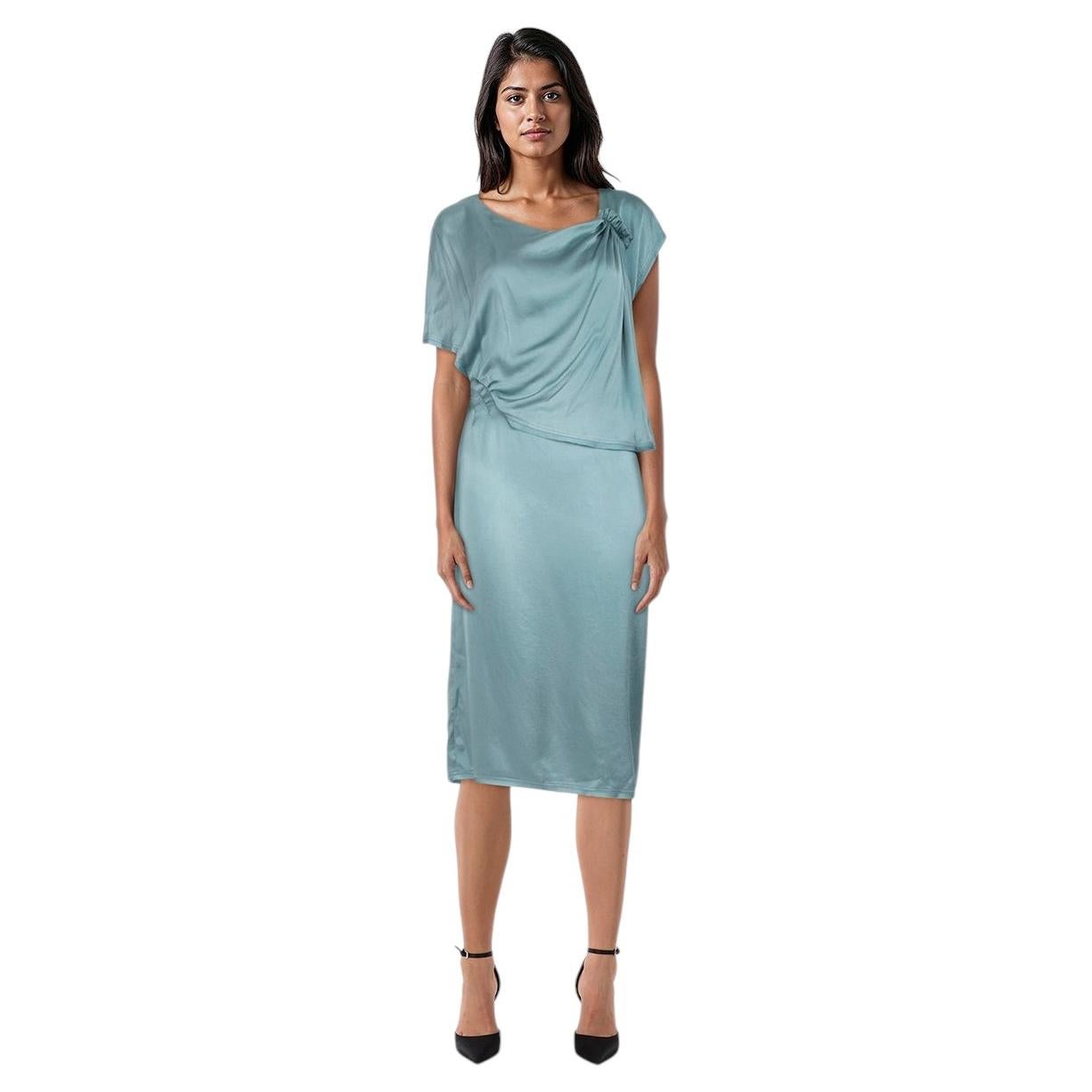 Fendi Blue Silk Asymmetric Dress Size M