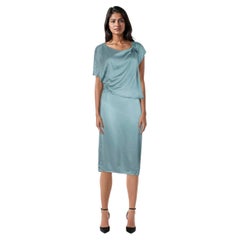 Fendi Blue Silk Asymmetric Dress Size M