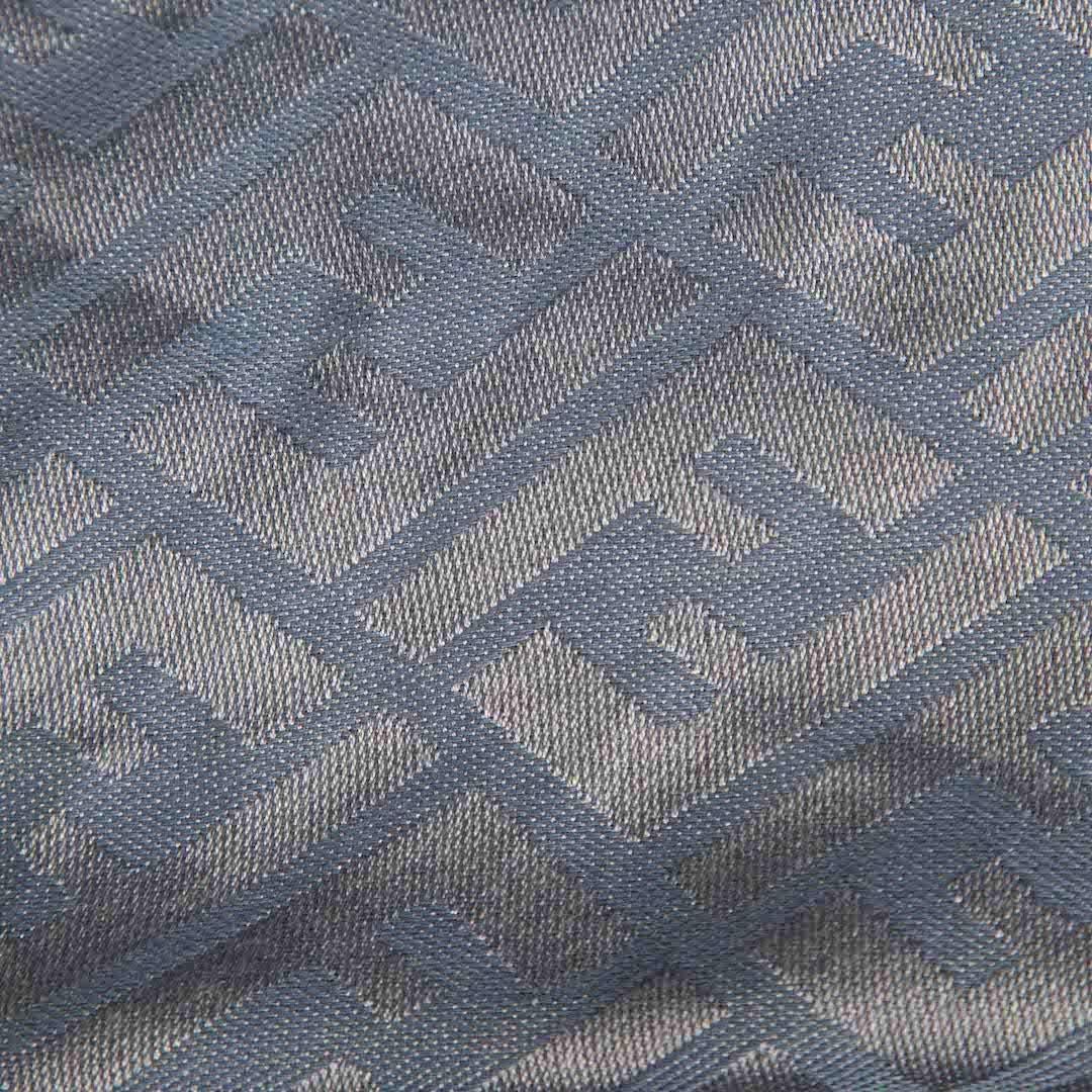 Fendi Blue Silk Fur Trim Zucca FF Scarf In Good Condition In London, GB