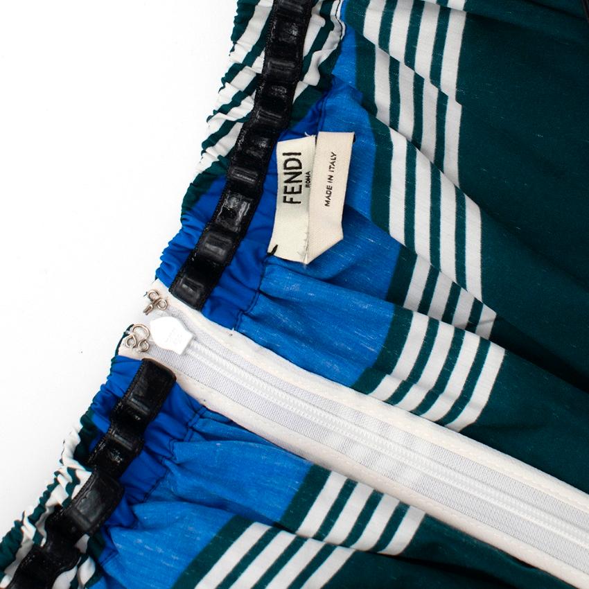 Black Fendi Blue Striped Bardot Skater Mini Dress - Size US8 For Sale
