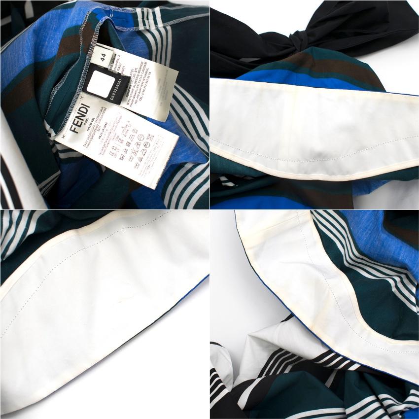 Fendi Blue Striped Bardot Skater Mini Dress - Size US8 For Sale 1