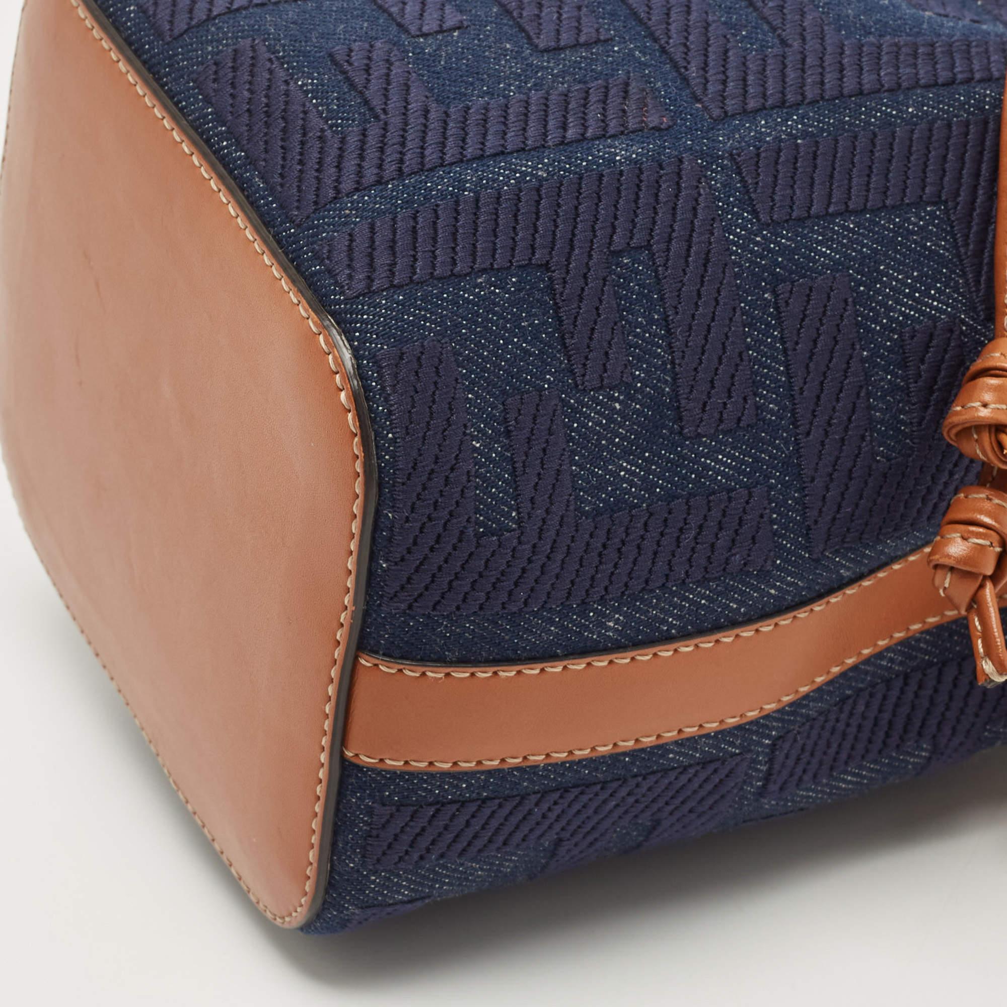 Fendi Blue/Tan Denim and Leather Mini Mon Tresor Bucket Bag 5