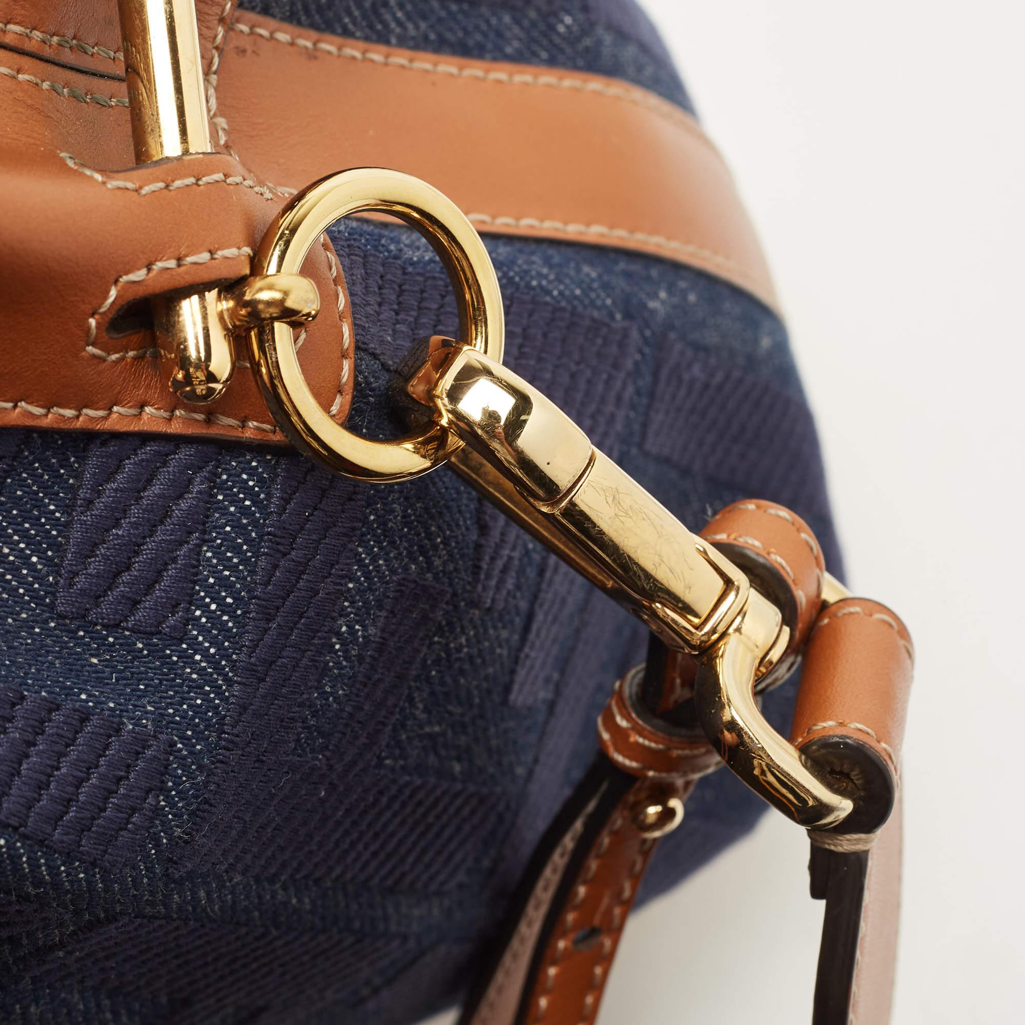 Fendi Blue/Tan Denim and Leather Mini Mon Tresor Bucket Bag 1