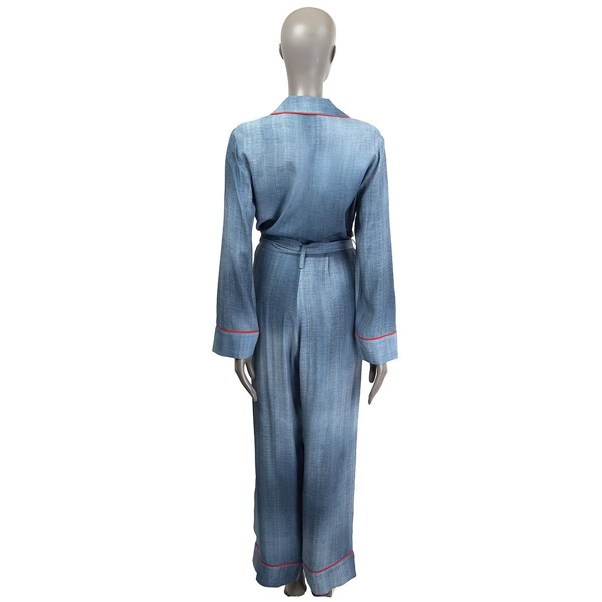 FENDI azul viscosa 2016 CINTURÓN DENIM LAVADO IMPRESO Mono M Gris en venta