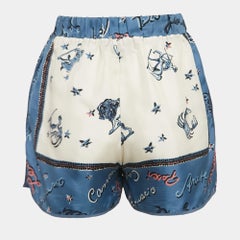 Fendi Blue/White Astrology Print Silk Shorts S