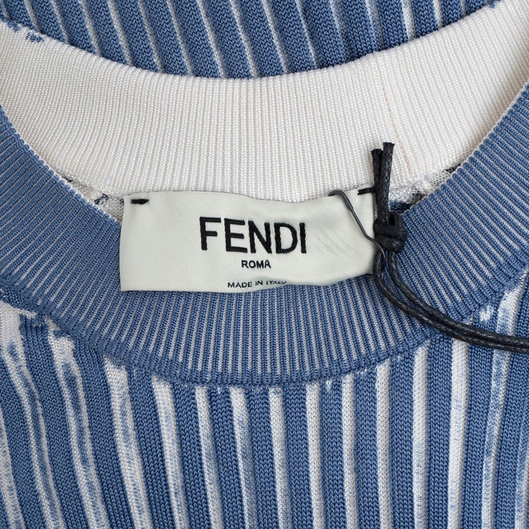 blue and white fendi dress SOLD Fendi Blue & White Silk Wrap Effect Handkerchief Sleeve Loose Fit –  Palm Beach Vintage main image 1