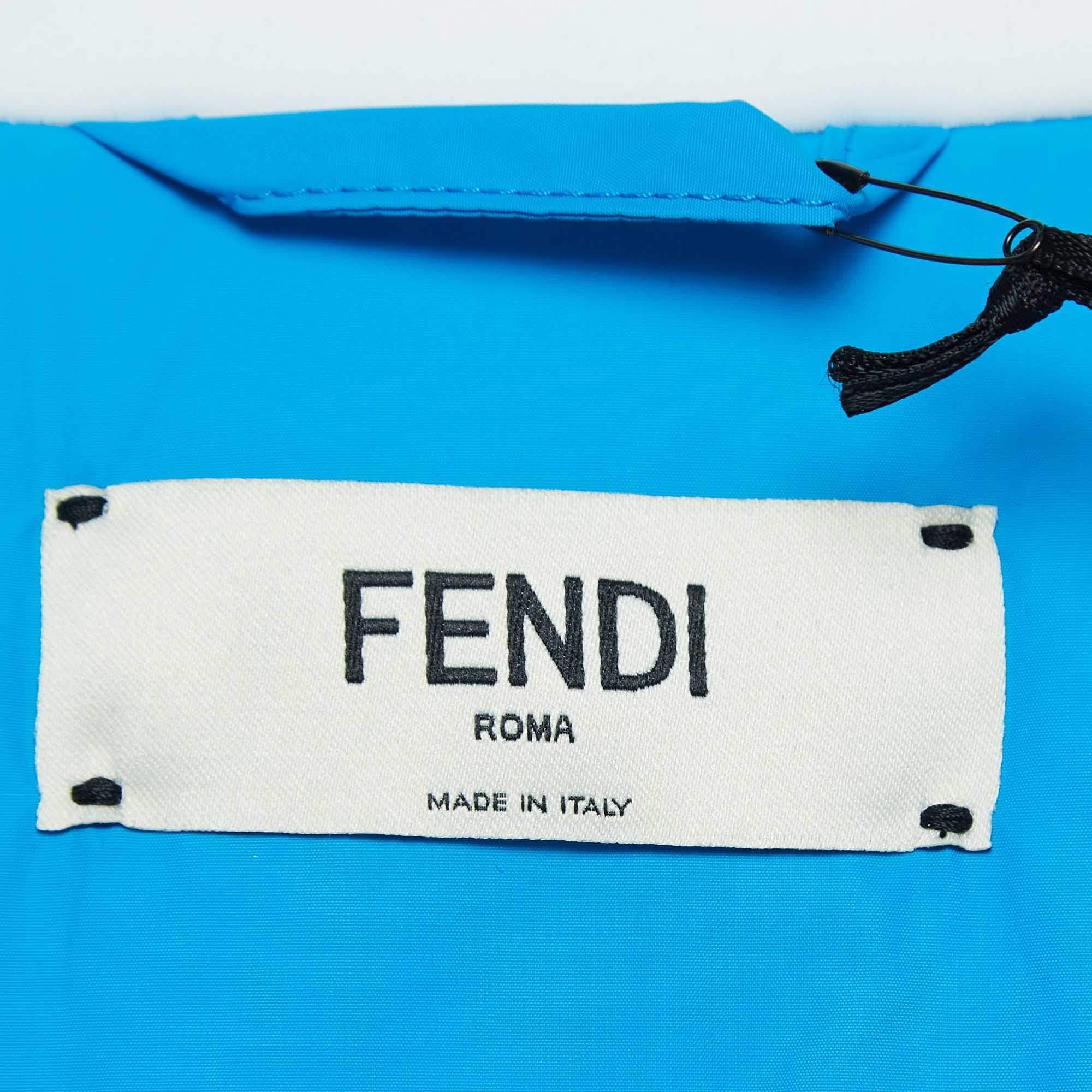 Fendi Blue/White Synthetic Padded Ski Jacket S For Sale 1