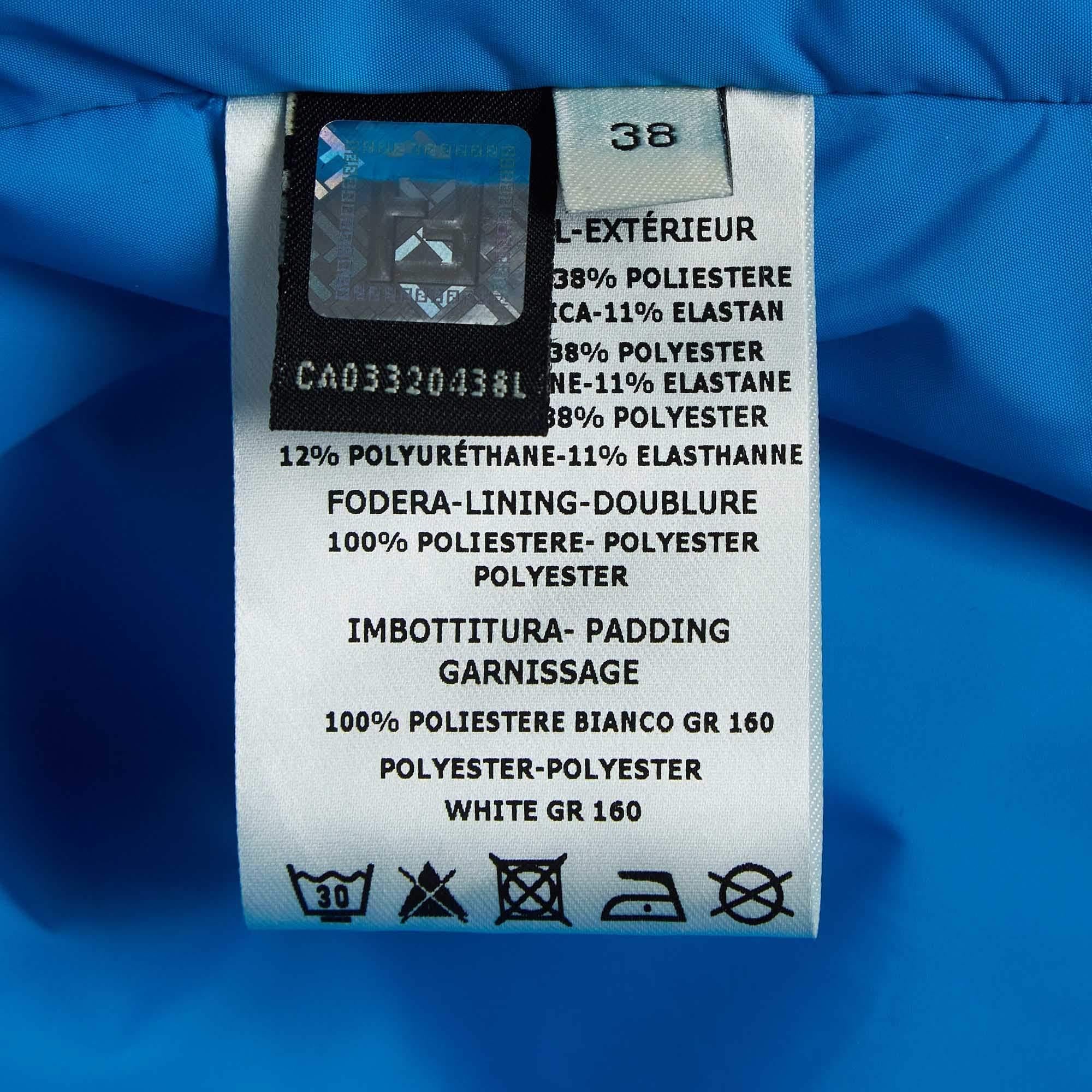 Fendi Blue/White Synthetic Padded Ski Jacket S For Sale 4