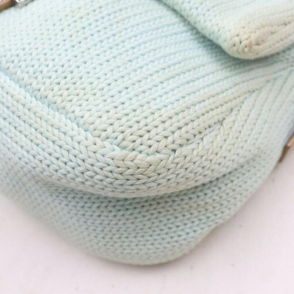 Fendi Blue Woven Knitted Mama Forever Baguette Flap Bag 863223 1