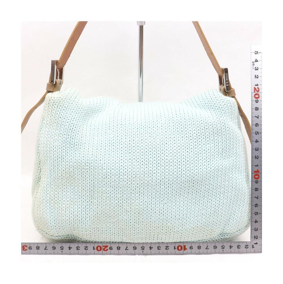 Fendi - Sac à rabat baguette Mama Forever en tricot tissé bleu 863223 en vente 4