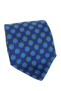 Cravate de soirée Fendi bleu jaune en soie classique géométrique