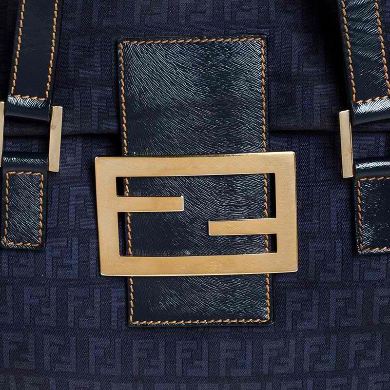 Fendi Blue Zucchino Canvas and Leather Forever Satchel 5