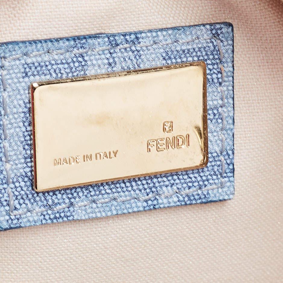 Fendi Blue Zucchino Coated Denim Charm Chain Pochette 8