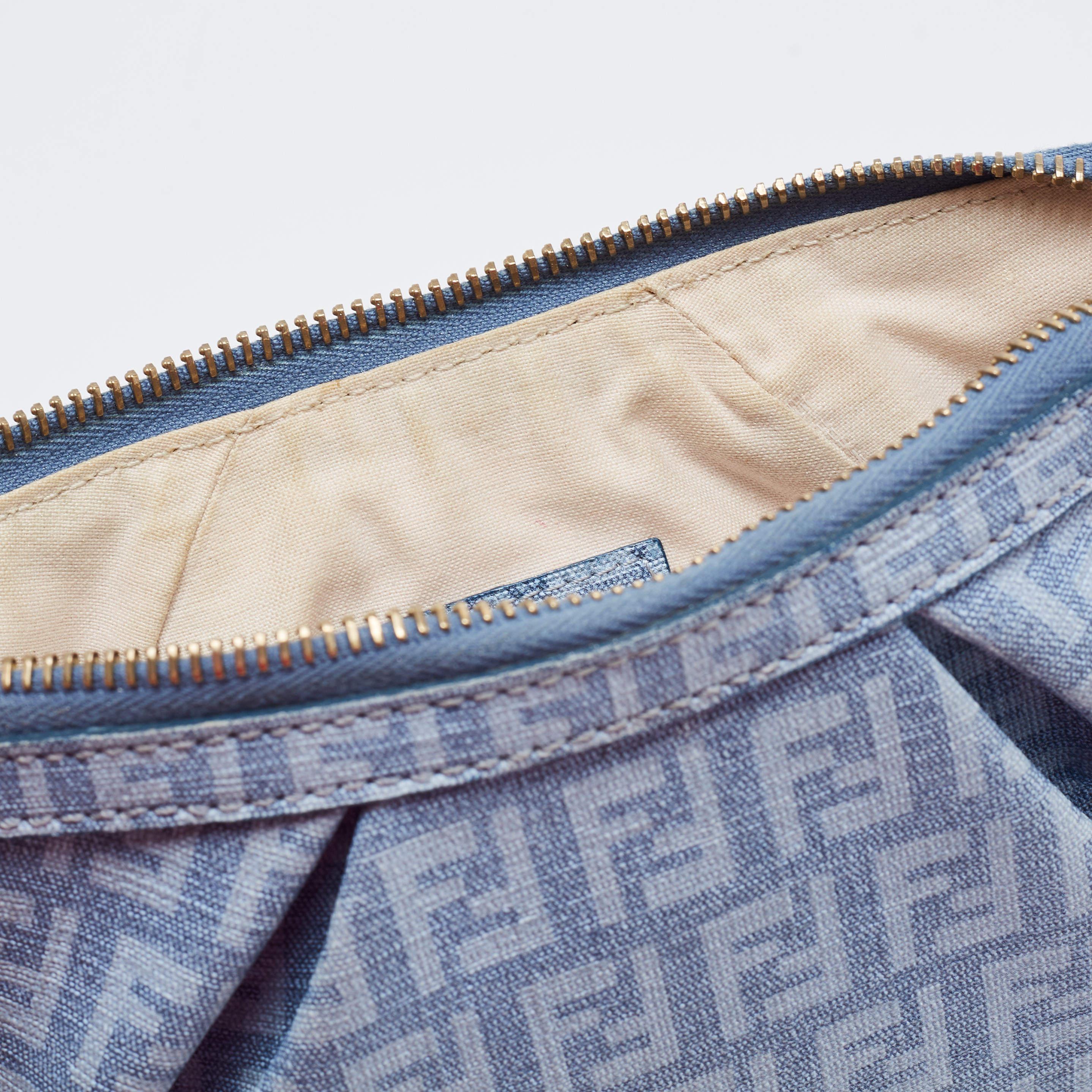 Fendi Blue Zucchino Coated Denim Charm Chain Pochette 3