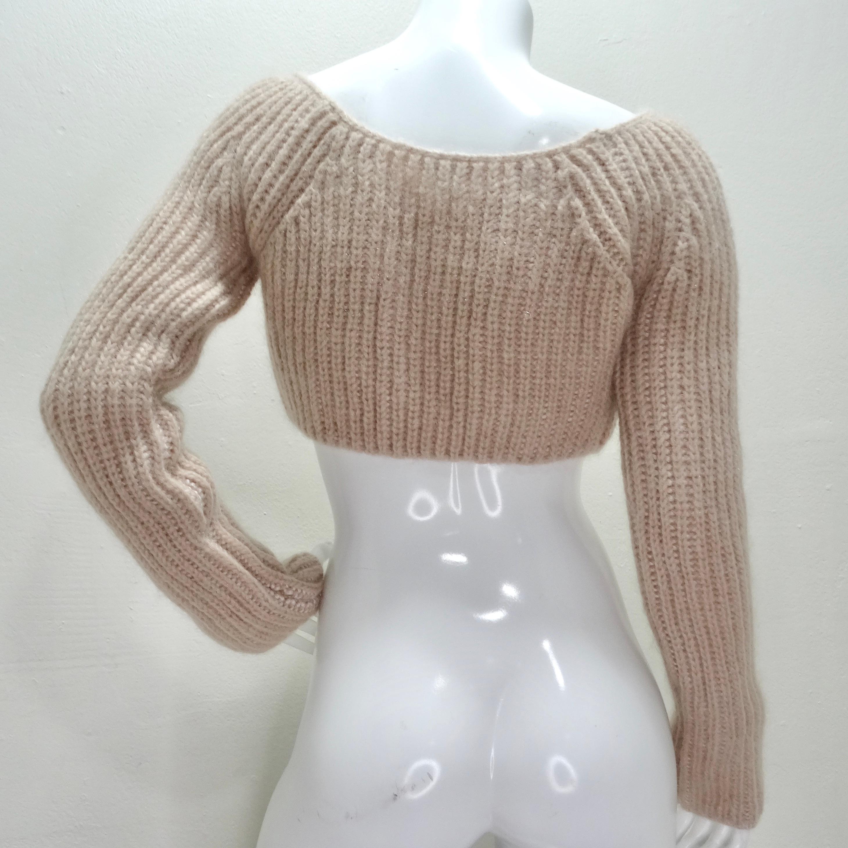 Women's or Men's Fendi Blush Pink Cashmere Cropped Sweater For Sale