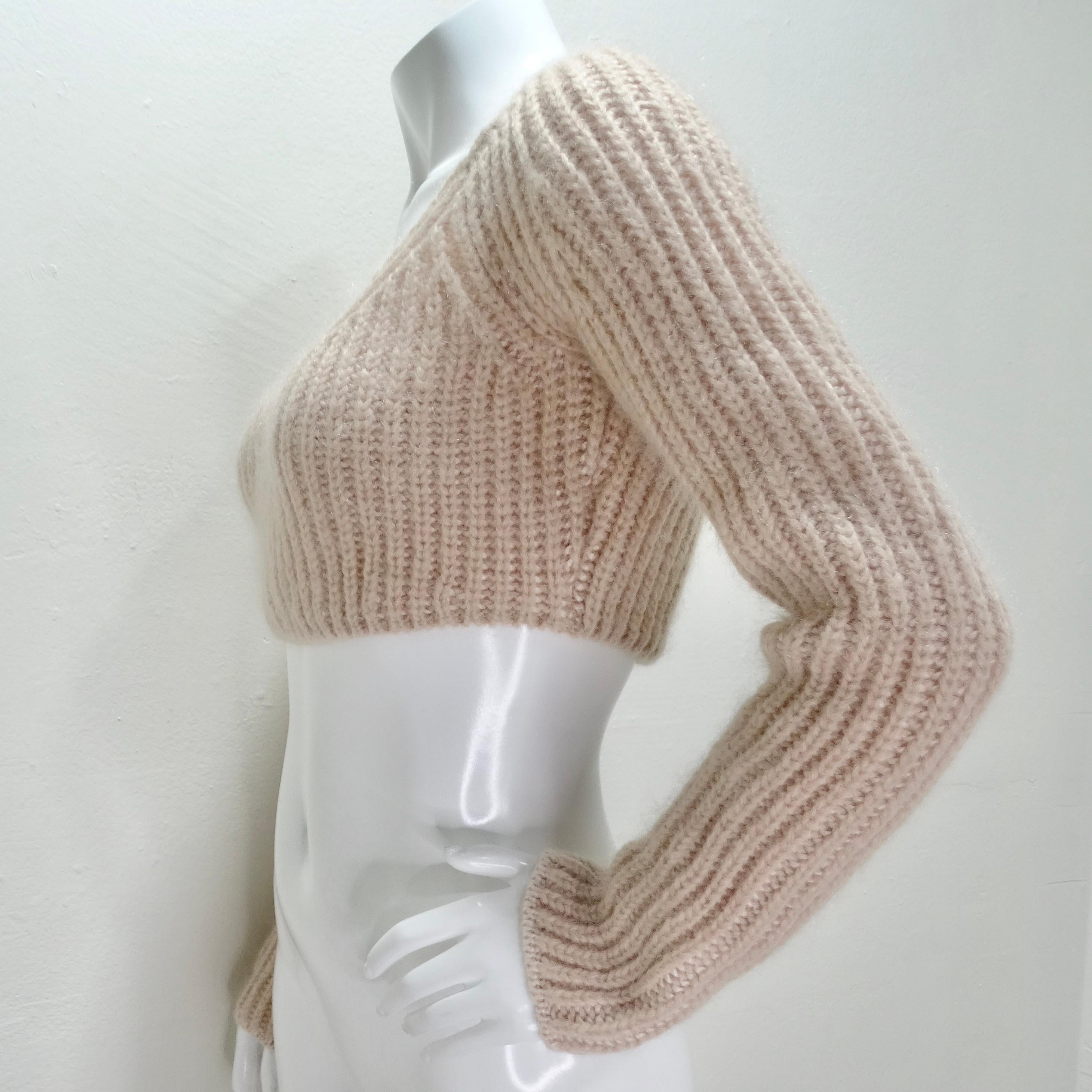 Fendi Blush Pink Cashmere Cropped Sweater For Sale 1