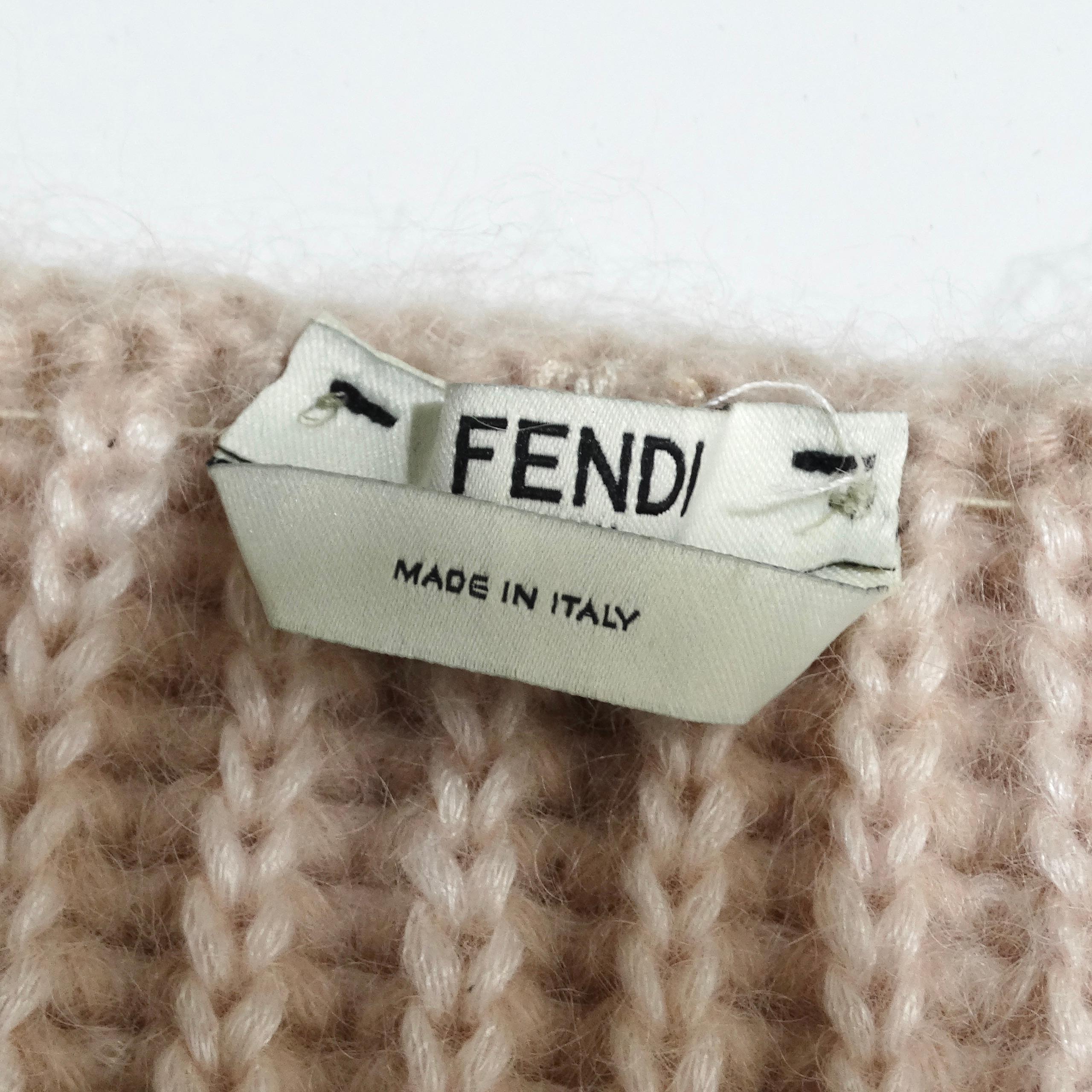 Fendi Blush Pink Cashmere Cropped Sweater For Sale 2