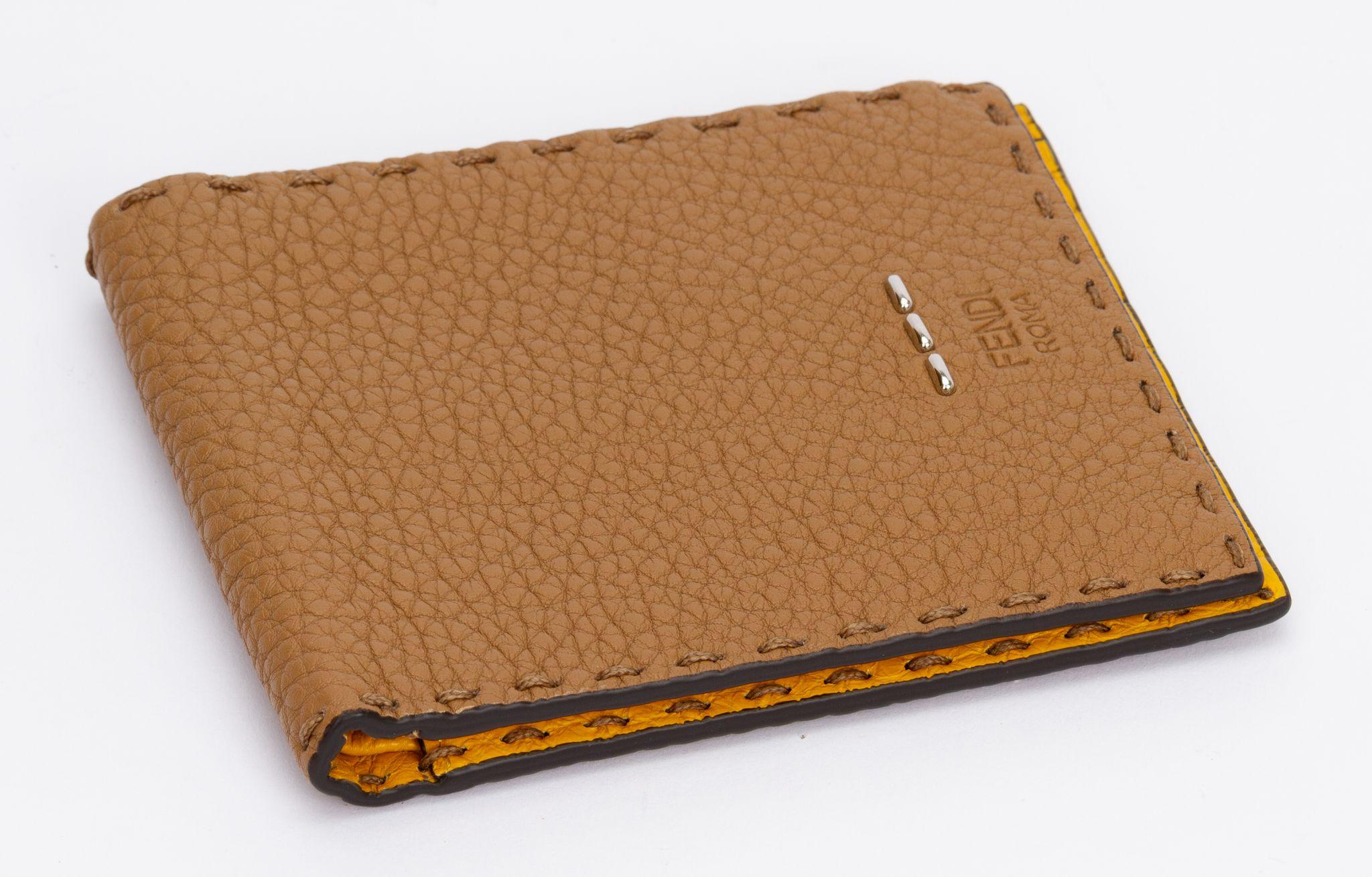 Fendi BNIB Bifold Wallet Brown/Yellow In New Condition For Sale In West Hollywood, CA