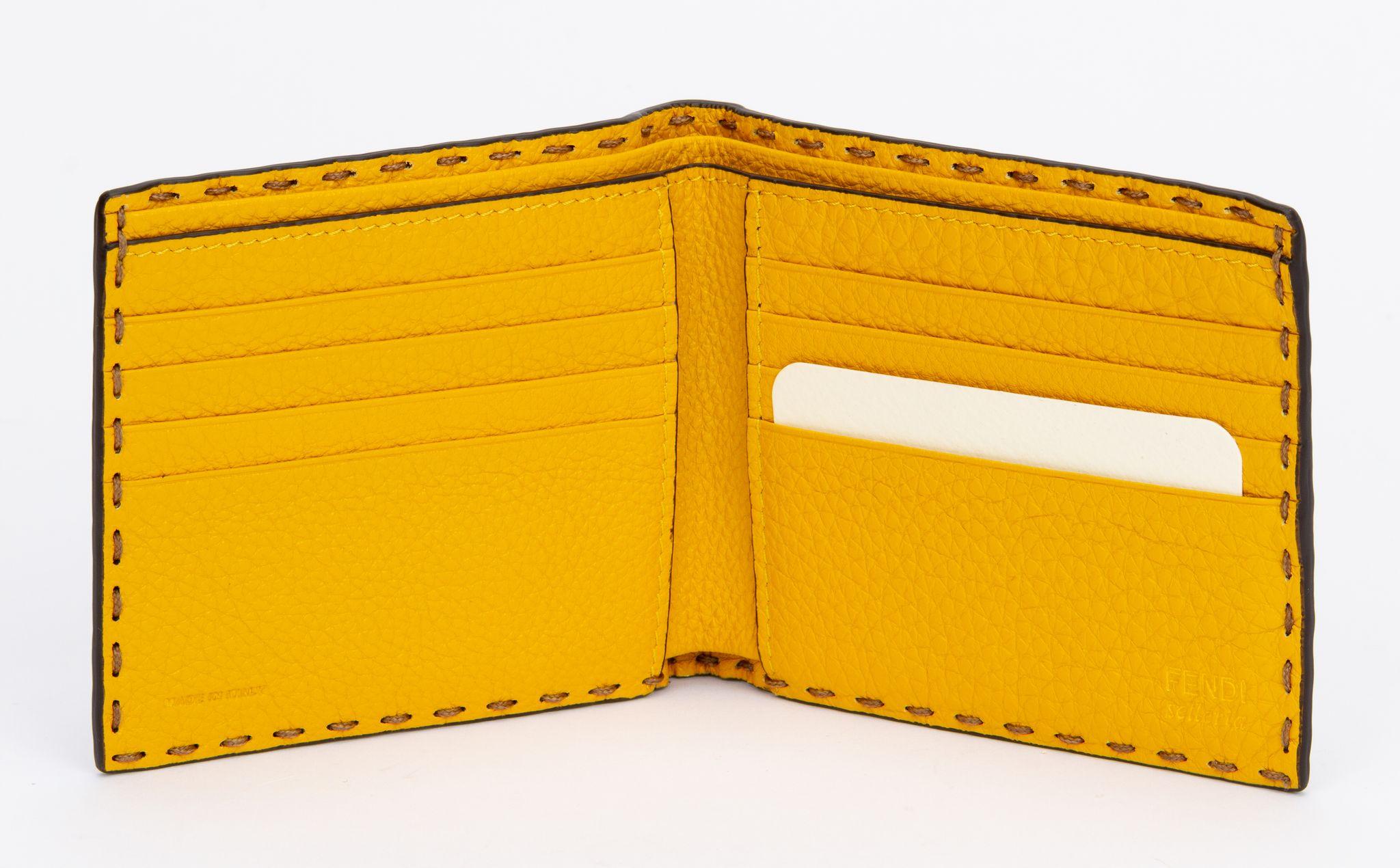 Fendi BNIB Bifold Wallet Brown/Yellow For Sale 2
