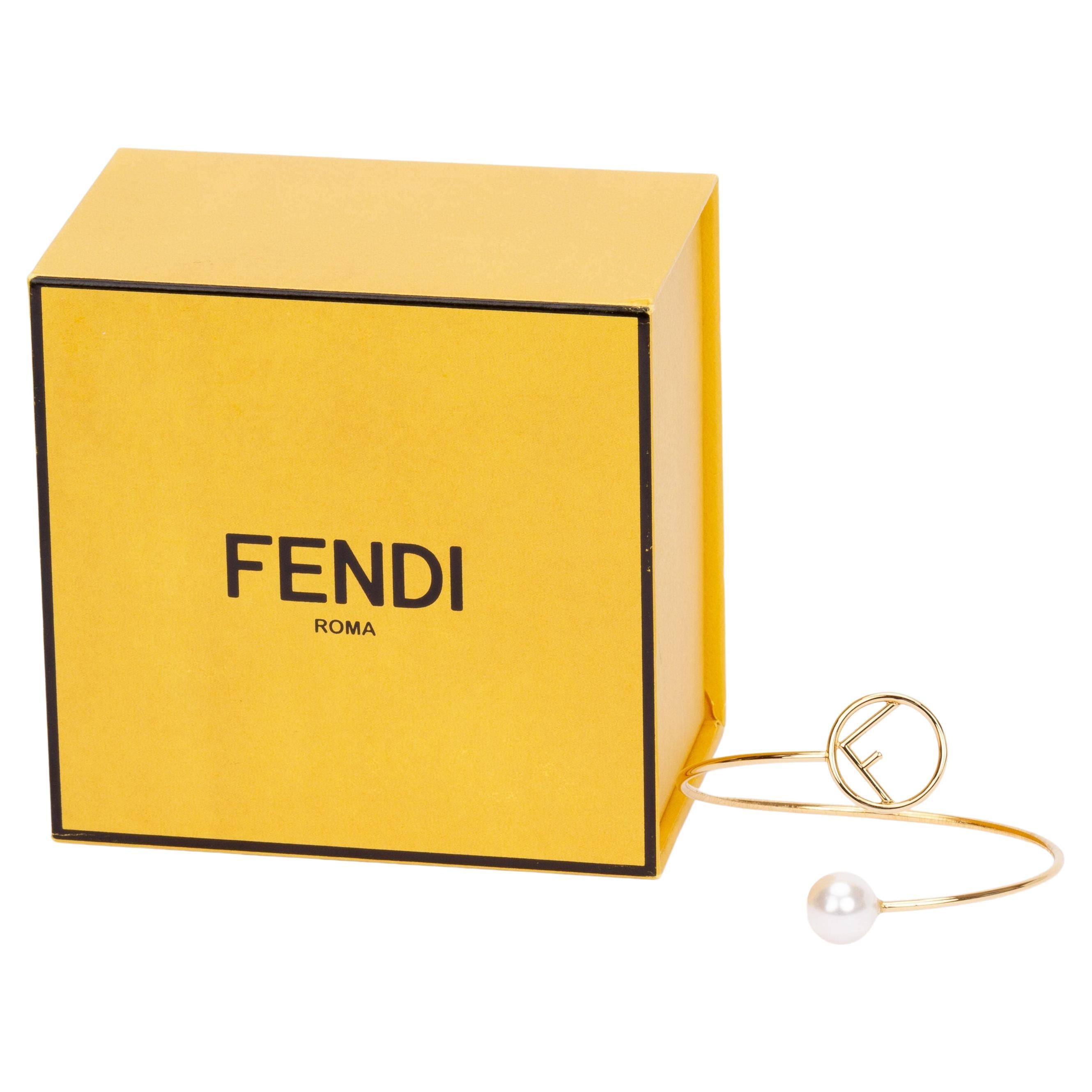 Fendi BNIB Gold Tone Pearl Bracelet For Sale