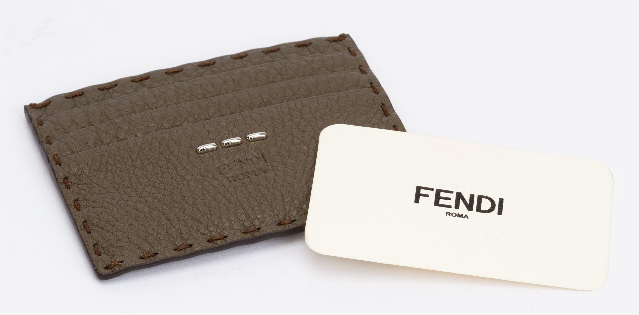 Fendi BNIB Selleria Card Holder Etoupe For Sale 1