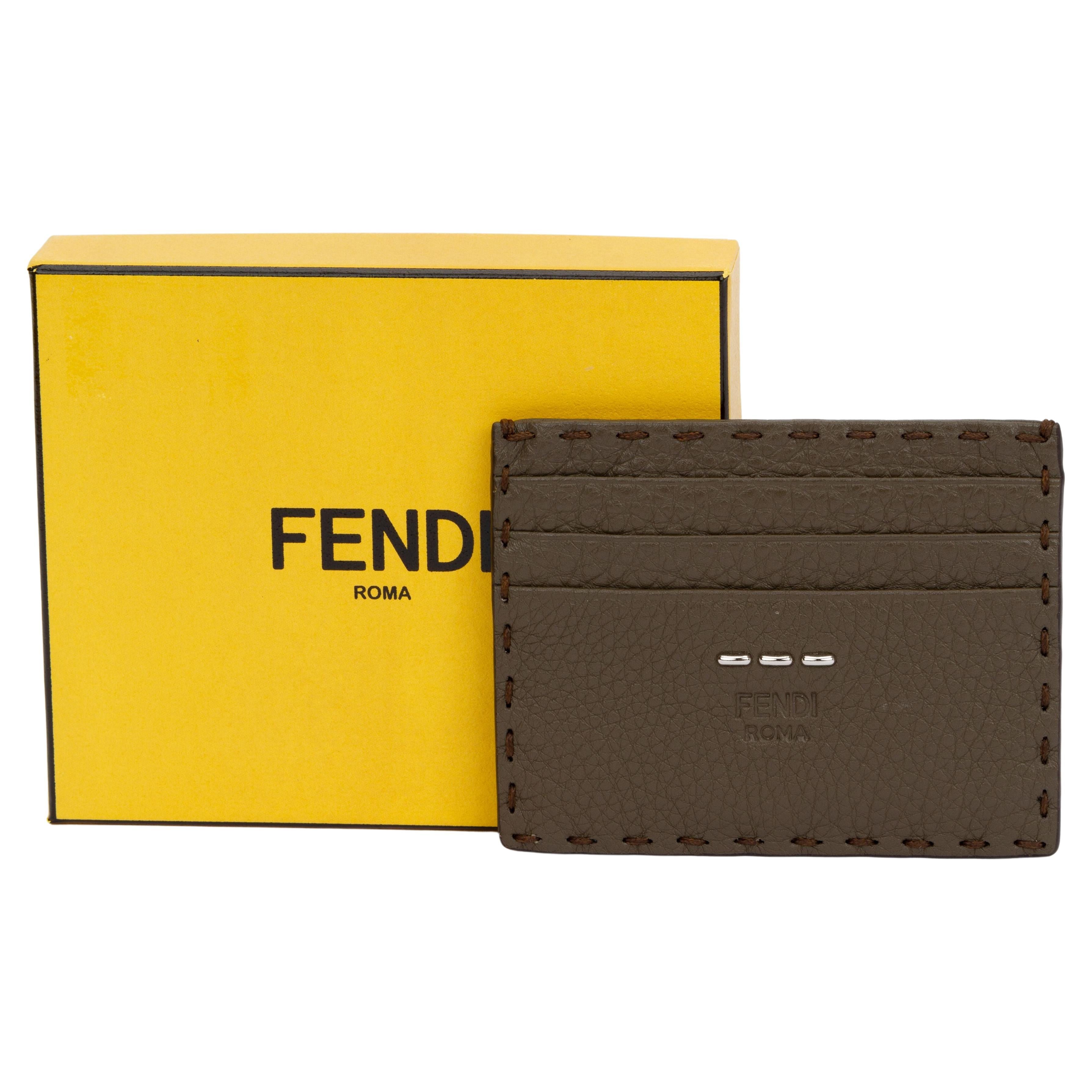 Fendi BNIB Selleria Card Holder Etoupe For Sale