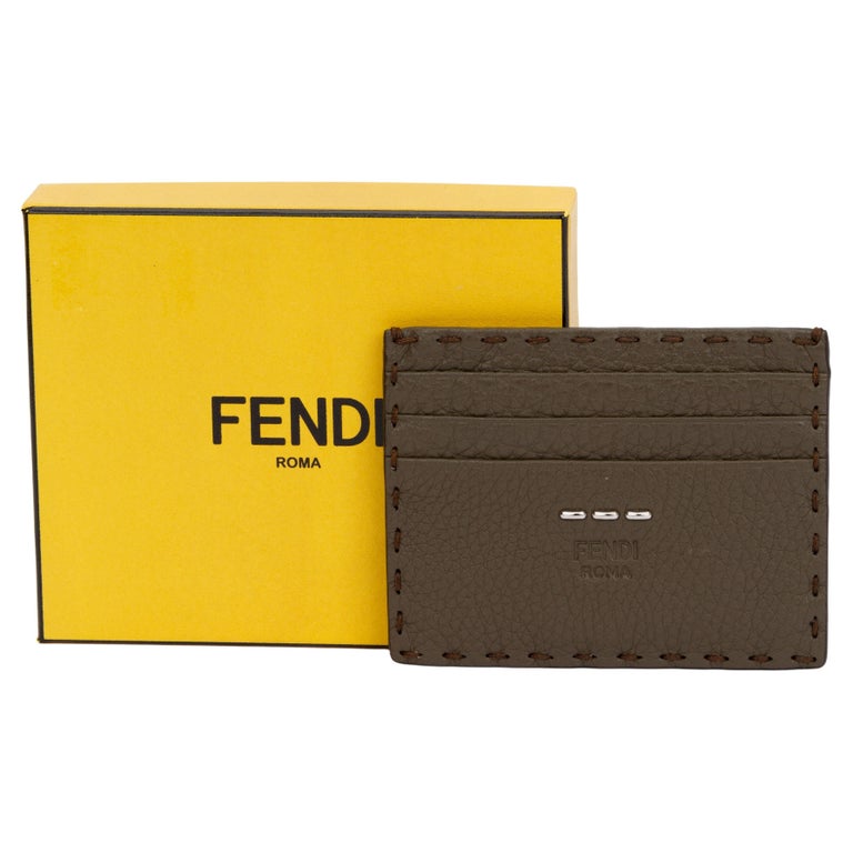Fendi BNIB Selleria Card Holder Etoupe For Sale at 1stDibs