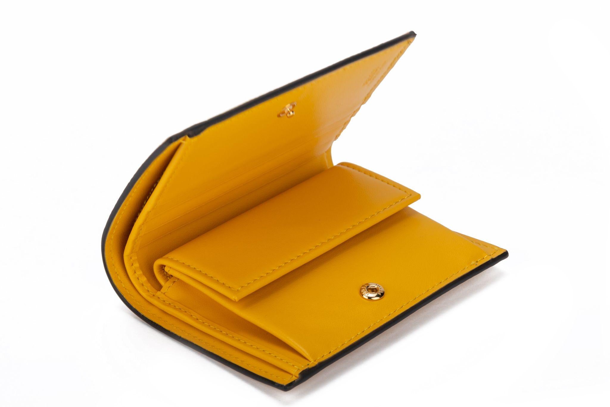 Orange Fendi BNIB Yellow/White Vertigo Wallet For Sale