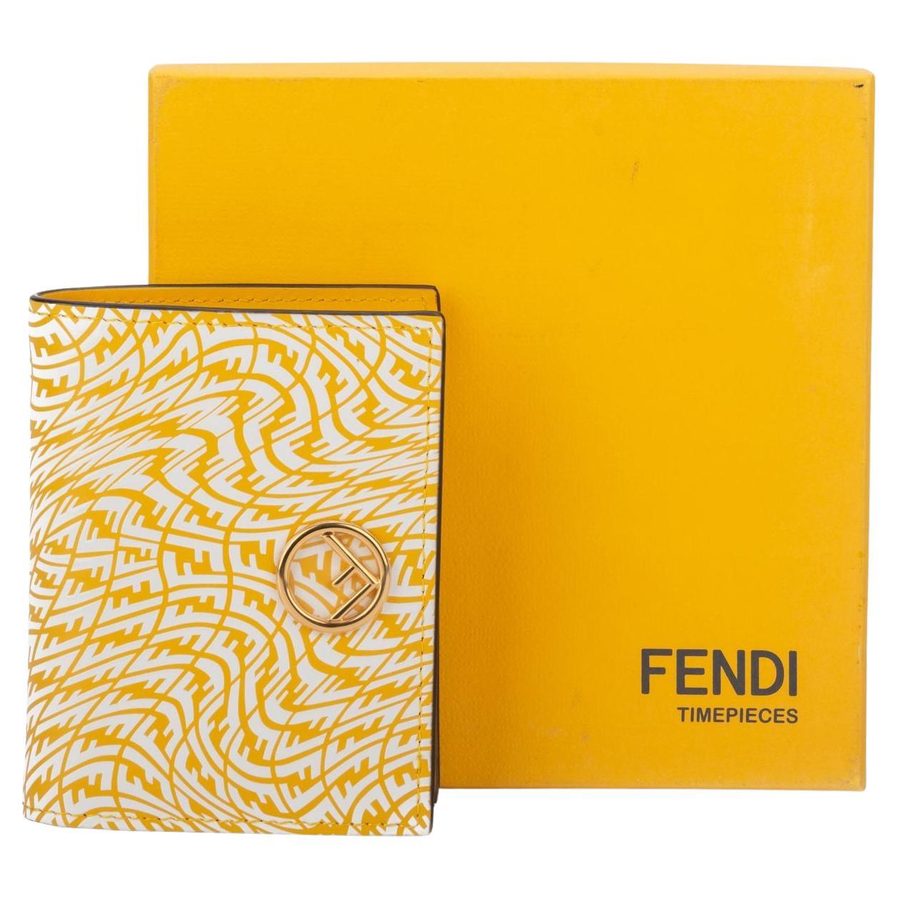 Fendi BNIB Yellow/White Vertigo Wallet For Sale