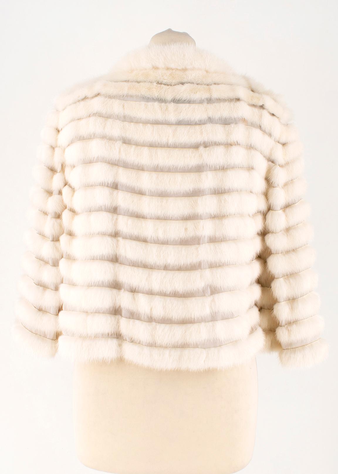 fendi short sleeve bone white rabbit fur jacket
