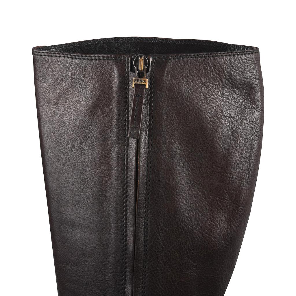 Fendi Boots Platform Knee High Dark Brown 39.5 / 9.5 For Sale 4