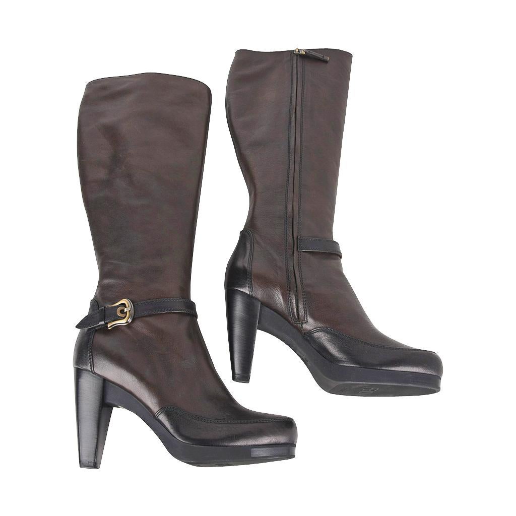 Fendi Boots Platform Knee High Dark Brown 39.5 / 9.5 For Sale 5