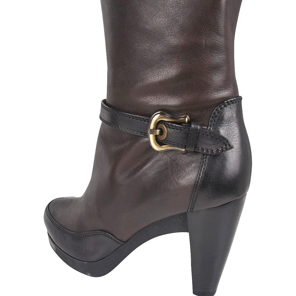 Fendi Boots Platform Knee High Dark Brown 39.5 / 9.5 In Excellent Condition For Sale In Miami, FL