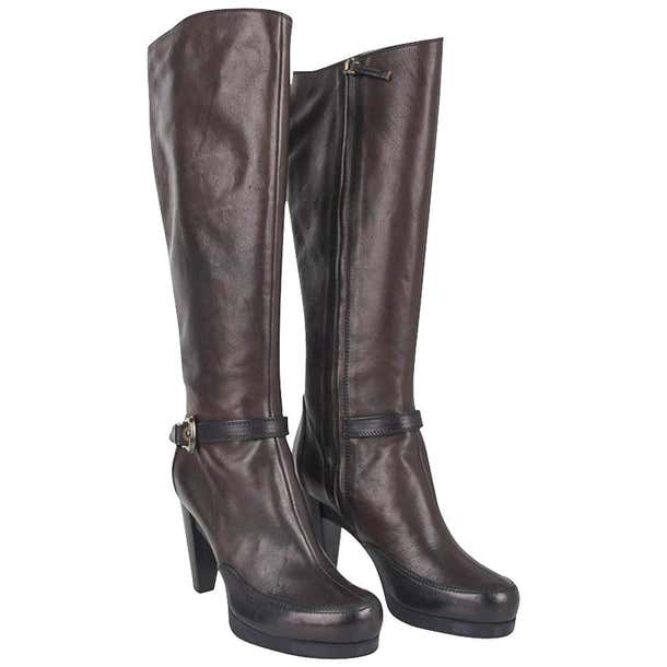 Fendi Boots Platform Knee High Dark Brown 39.5 / 9.5 For Sale at ...