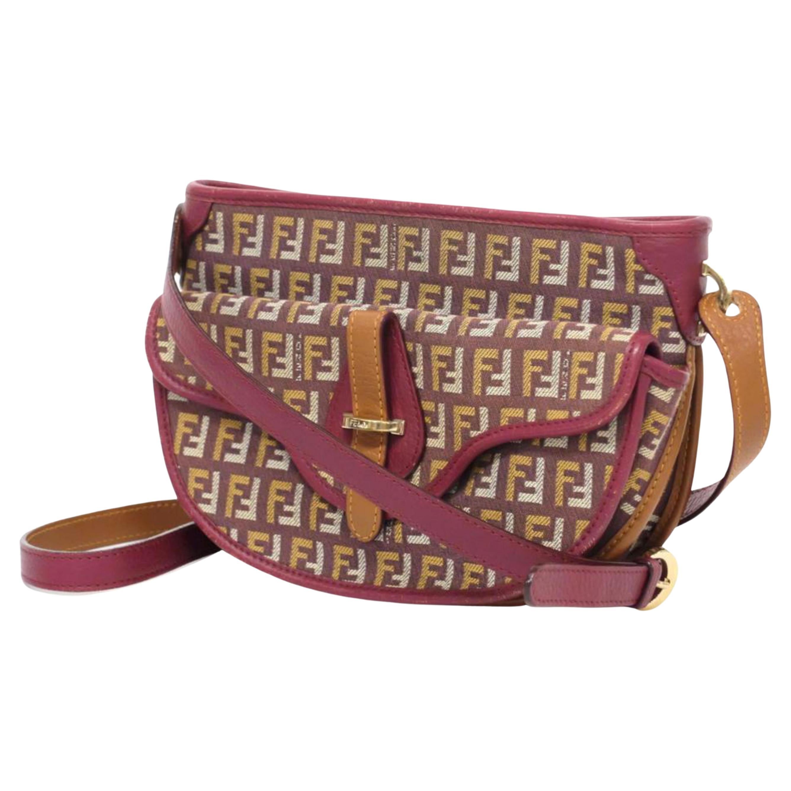 Fendi Bordeaux x Brown Monogram FF Zucca Crossbody Bag 241490 For Sale