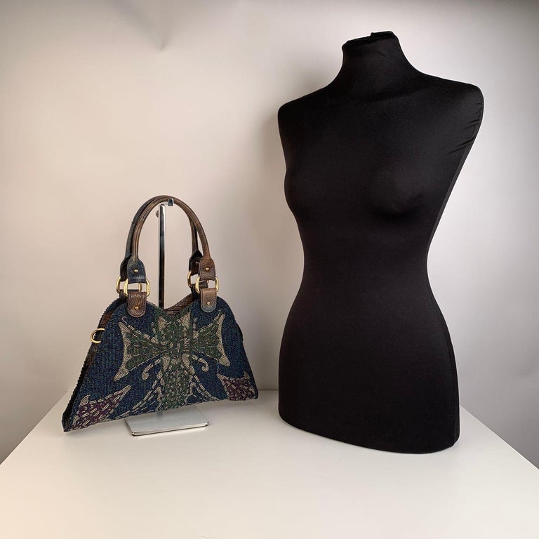 Fendi Beaded Leather Devil Trapezio Tote Bag Handbag For Sale at