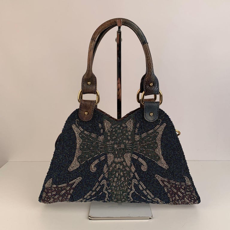 Fendi Beaded Leather Devil Trapezio Tote Bag Handbag For Sale at